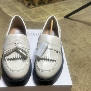 Steven New York Women's White Tassel Loafers